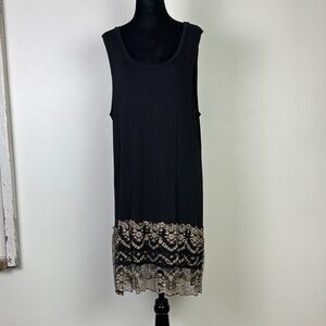 LOGO Lori Goldstein sleeveless tank tunic dress with lacy gold trim size XL